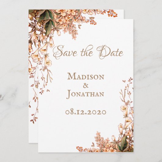 Oogstkrans Script Elegante Herfst Bruiloft Save The Date (Voorkant / Achterkant)