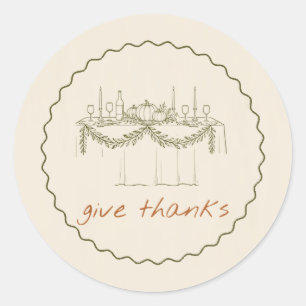 Oogstmaal Olijf Lijntekening Eettafel Ronde Sticker