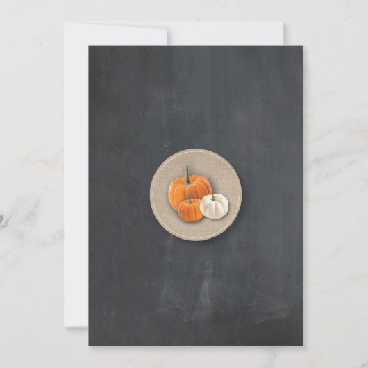 Oogstmaal Pompoenen Rustieke Krijtbord Uitnodiging (Achterkant)