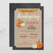 Oogstmaal Pompoenen Rustieke Krijtbord Uitnodiging (Voorkant / Achterkant)