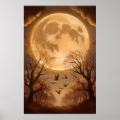 Oogstmaan en herfstsilhouetten poster (Voorkant)