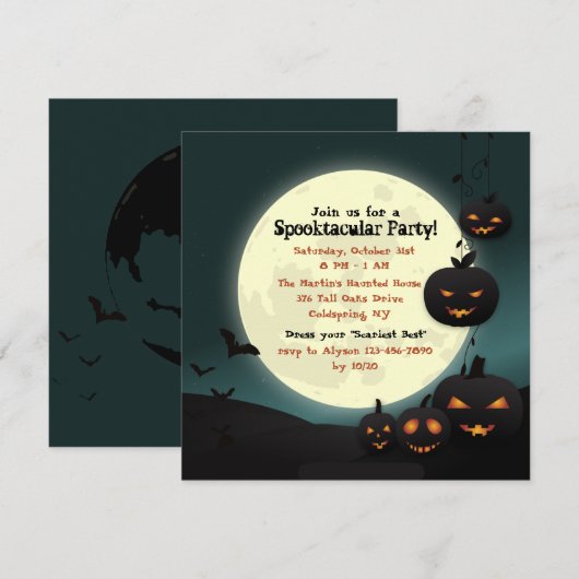 Oogstmaan Halloweenfeest Uitnodiging (Voorkant / Achterkant)