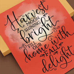 Oogstmaan Herfst Plezier Gedicht Oranje Poster