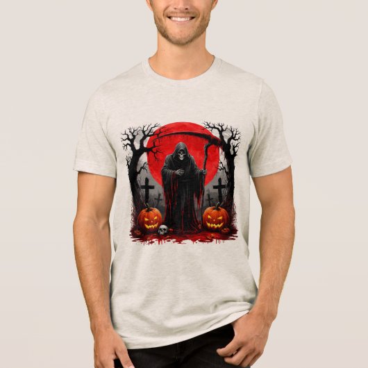 Oogstmaan Scène Tri-Blend Shirt (Voorkant)
