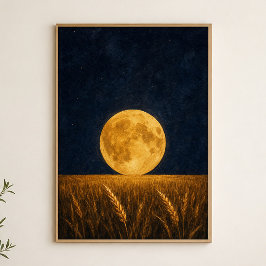 Oogstmaan Tarweveld Aquarel Poster