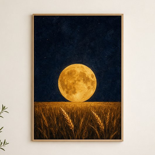 Oogstmaan Tarweveld Aquarel Poster