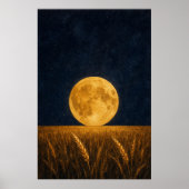 Oogstmaan Tarweveld Aquarel Poster (Voorkant)