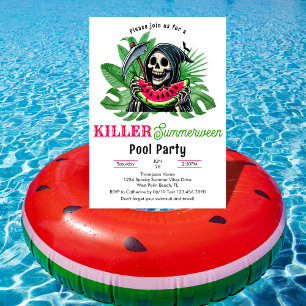 Oogstmaan watermeloen Summerween zwembadfeest Kaart