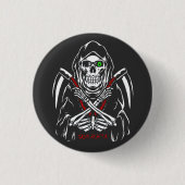 Oogstmaan Zeis Dood Skelet Botten Halloween Ronde Button 3,2 Cm (Voorkant)