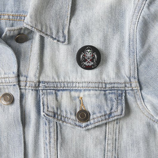 Oogstmaan Zeis Dood Skelet Botten Halloween Ronde Button 3,2 Cm (In situ)