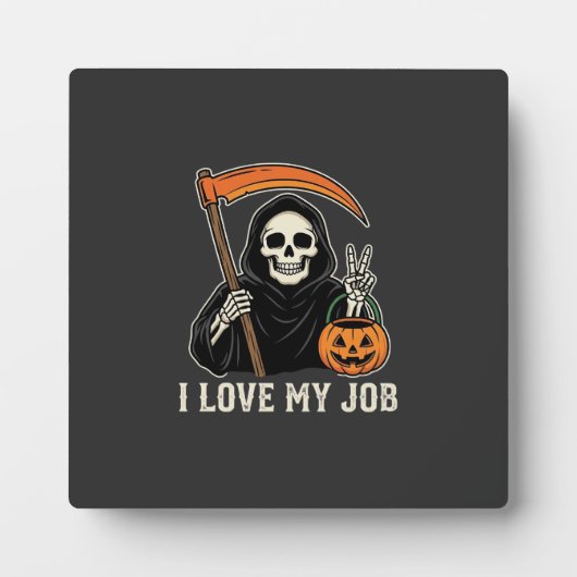 Oogstmachine Ik Hou Van Mijn Baan Halloween-ontwer Fotoplaat (Voorkant)