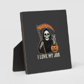 Oogstmachine Ik Hou Van Mijn Baan Halloween-ontwer Fotoplaat (Voorkant)
