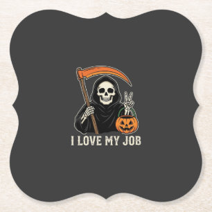 Oogstmachine Ik Hou Van Mijn Baan Halloween-ontwer Kartonnen Onderzetters