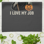 Oogstmachine Ik Hou Van Mijn Baan Halloween-ontwer Theedoek (Gevouwen)