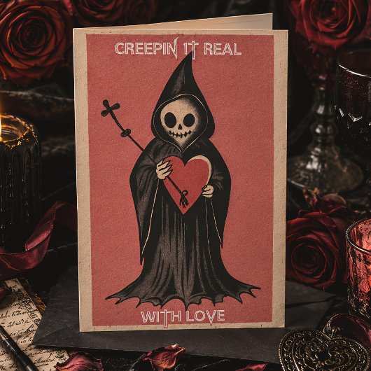 Oogstmachine met Hart Gothische Valentijnsdag Kaart