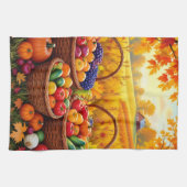 Oogstmanden, sinaasappel in de herfst, theedoek (Horizontaal)