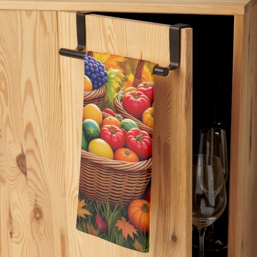 Oogstmanden, sinaasappel in de herfst, theedoek (Derde Gevouwen)