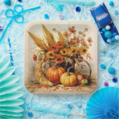 Oogstmedley: Foliage en Bloemen Papieren Bordje (Feest)