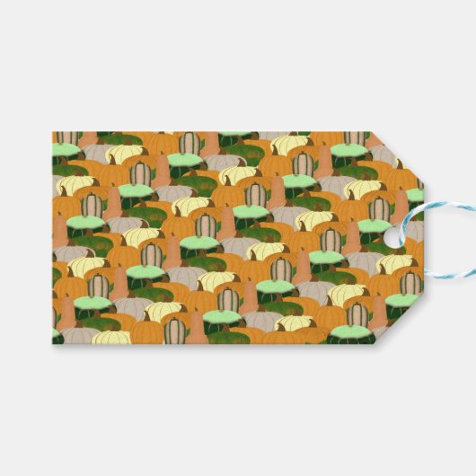 Oogstpatroon Herfstpompoen Cadeaulabel (Voorkant (Horizontaal))
