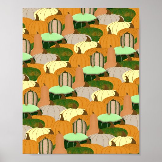 Oogstpatroon Herfstpompoen Poster (Voorkant)