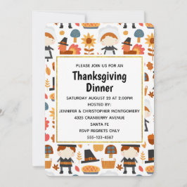 Oogstpatroon voor Thanksgiving-pelgrims diner Kaart