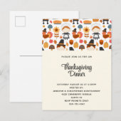 Oogstpatroon voor Thanksgiving-pelgrims diner Uitnodiging Briefkaart (Voorkant / Achterkant)