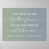 Oogstpleidooi voor Ombre Blue & Green Seating Wedd Poster (Voorkant)