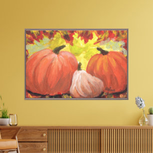 Oogstpompoenen #2 Herfst Bladeren Canvas Afdruk