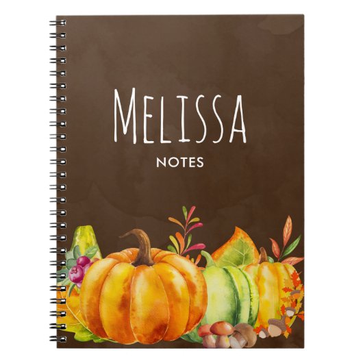 Oogstpompoenen, bladeren en olie notitieboek (Voorkant)