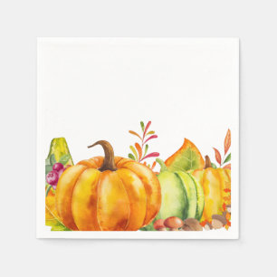Oogstpompoenen, bladeren en olie servet