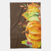 Oogstpompoenen, bladeren en olie theedoek (Verticaal)