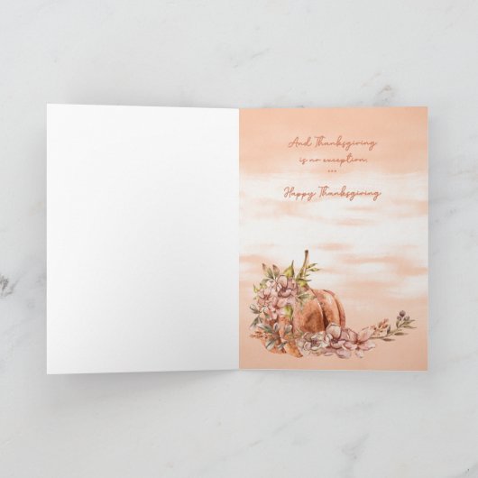 Oogstpompoenen en bloemen met religieuze dankbetui kaart (Binnen)