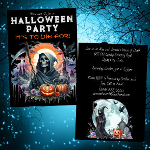 Oogstpompoenen en Grafheuvel Halloween Feest Kaart