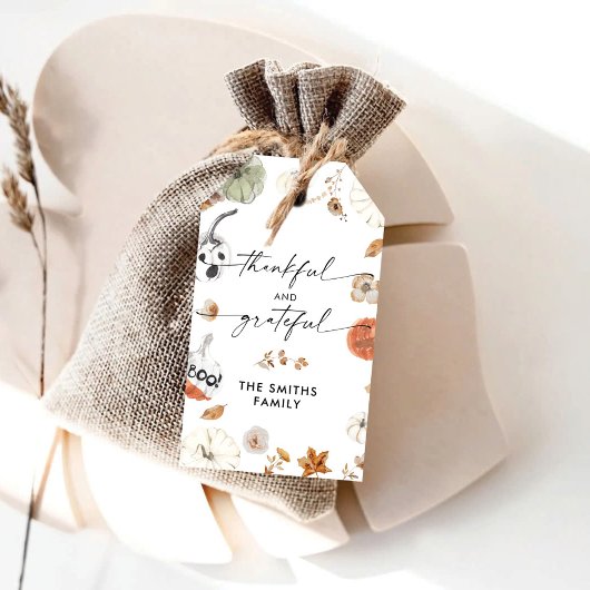 Oogstpompoenen Thanksgiving Dinner Cadeaubijslage Cadeaulabel
