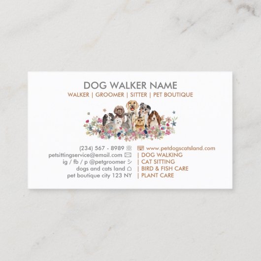 Oogstranking van de dog visitekaartje (Achterkant)