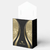 Oogstrelend Goud Zwart Damask Dynamische Lijnen 2 Bedankdoosjes (Geopend)