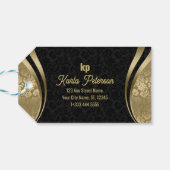 Oogstrelend Goud Zwart Damask Dynamische Lijnen 2 Cadeaulabel (Achterkant Horizontaal)