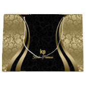 Oogstrelend Goud Zwart Damask Dynamische Lijnen 2 Groot Cadeauzakje (Voorkant)