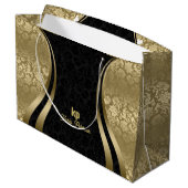 Oogstrelend Goud Zwart Damask Dynamische Lijnen 2 Groot Cadeauzakje (Achterkant Gekanteld)