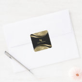 Oogstrelend Goud Zwart Damask Dynamische Lijnen 2 Vierkante Sticker (Envelop)