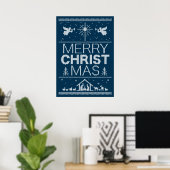 Oogstrelend kerstzweten Blauwe Religie Christelijk Poster (Thuiskantoor)