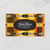 Oogstrelend Sinaasappel Gouden en Zwart met Diaman Visitekaartje (Voorkant)