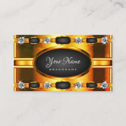 Oogstrelend Sinaasappel Gouden en Zwart met Diaman Visitekaartje (Voorkant)