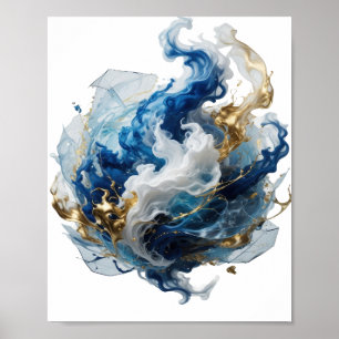 Oogstrelend zilver ABSTRACTE KUNST Artistiek motie Poster