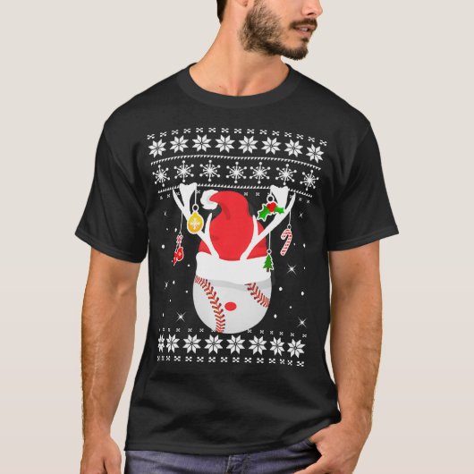 Oogstrelende honkbal Merry Ball Xmas Sweater Kerst T-shirt (Voorkant)