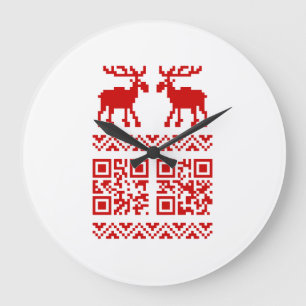 Oogstrelende kerstabel QR Code Happy Nieuwjaar! Grote Klok
