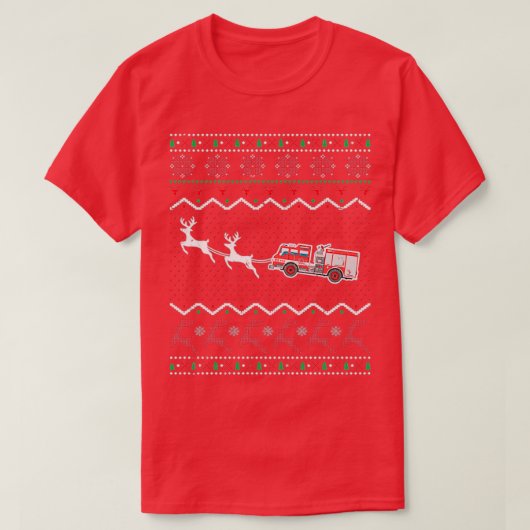 Oogstrelende kerstbrandweerman Xmas brandweerman T T-shirt (Design voorkant)