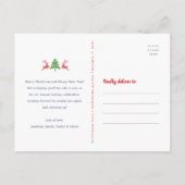 Oogstrelende kerstfeestdag Fun Red Green Uitnodiging Briefkaart (Achterkant)