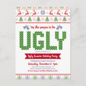 Oogstrelende kerstfeestdag Fun Red Green Uitnodiging Briefkaart (Voorkant)