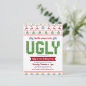 Oogstrelende kerstfeestdag Fun Red Green Uitnodiging Briefkaart (Staand voorkant)